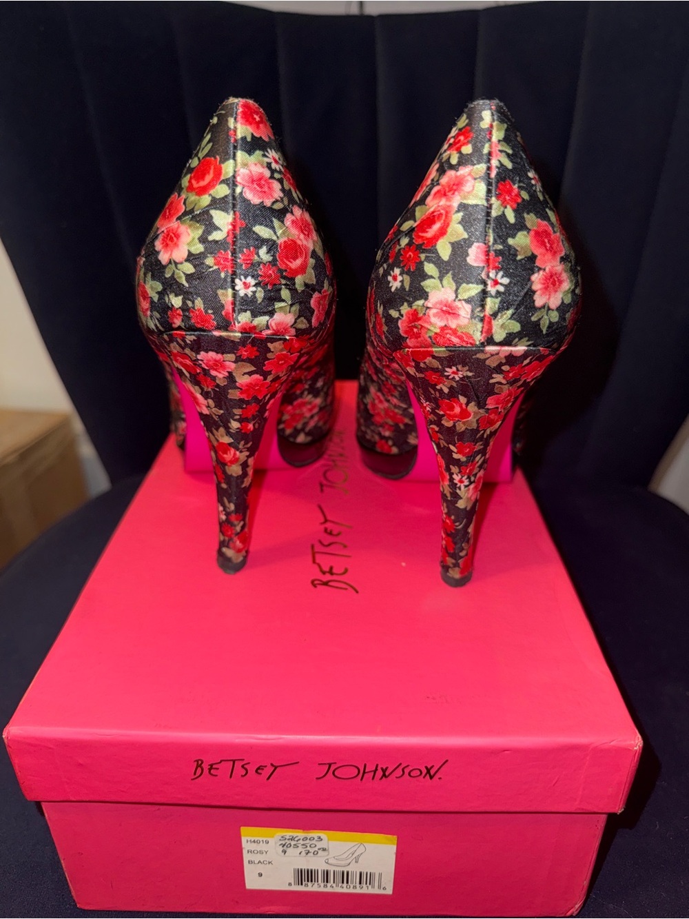 Betsey Johnson Vintage floral peep-toe platform Satin pumps